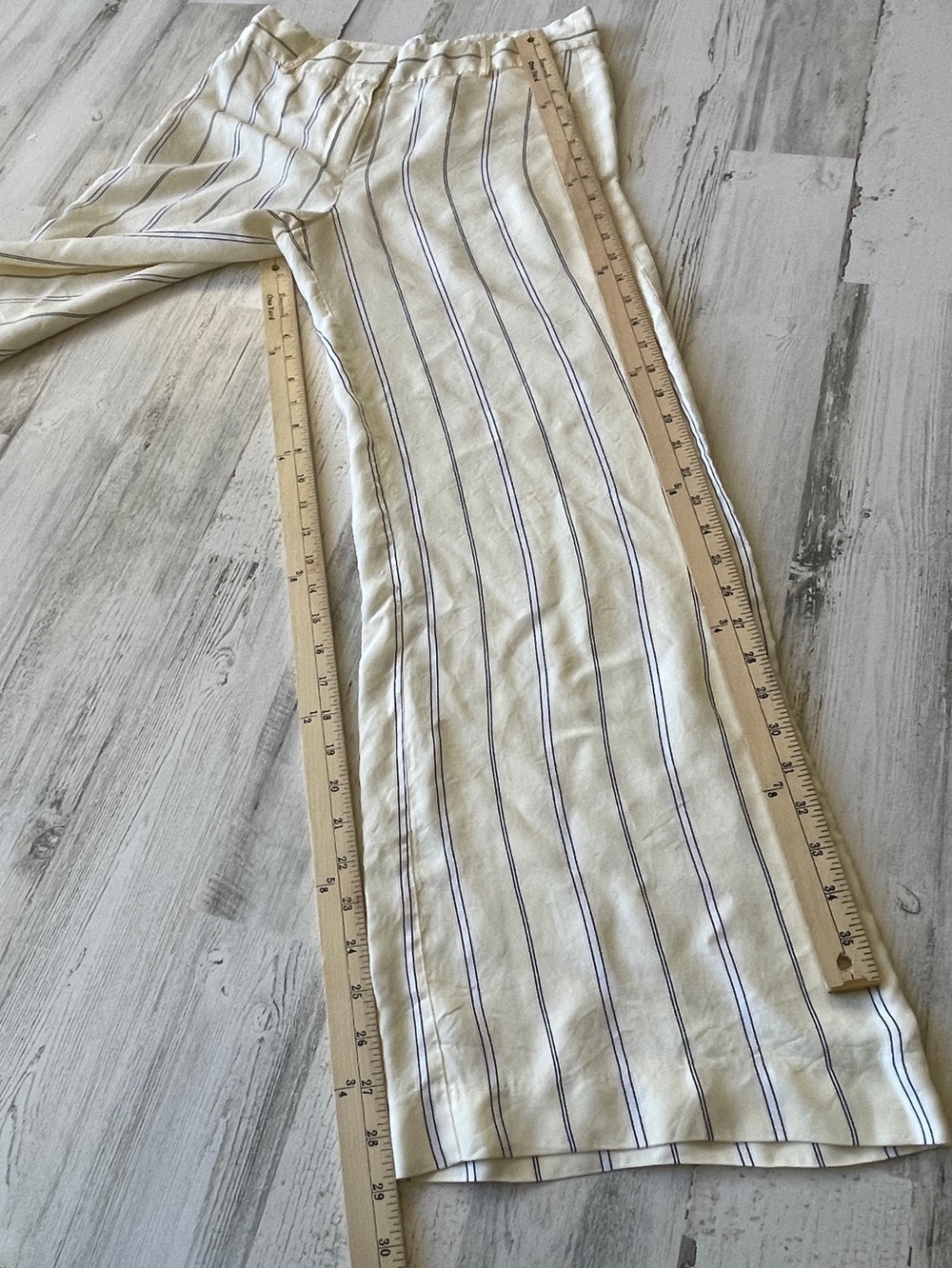 Derek Lam Light Yellow Wide-Leg Pants with Black & White Pinstripes SZ 8 EUC - Picture 3 of 15